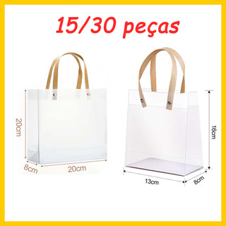 Saco de presente fosco transparente, sacola de 15/30 peças, reutilizável, saco de presente de férias