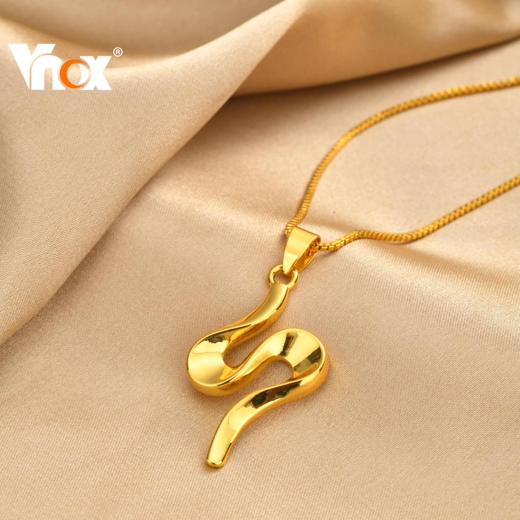 Colar Com Pingente Inspirado Em Cobra Elegante Vnox Para Mulheres , Presente De Joia Forma De S Banhado A Ouro À Prova D