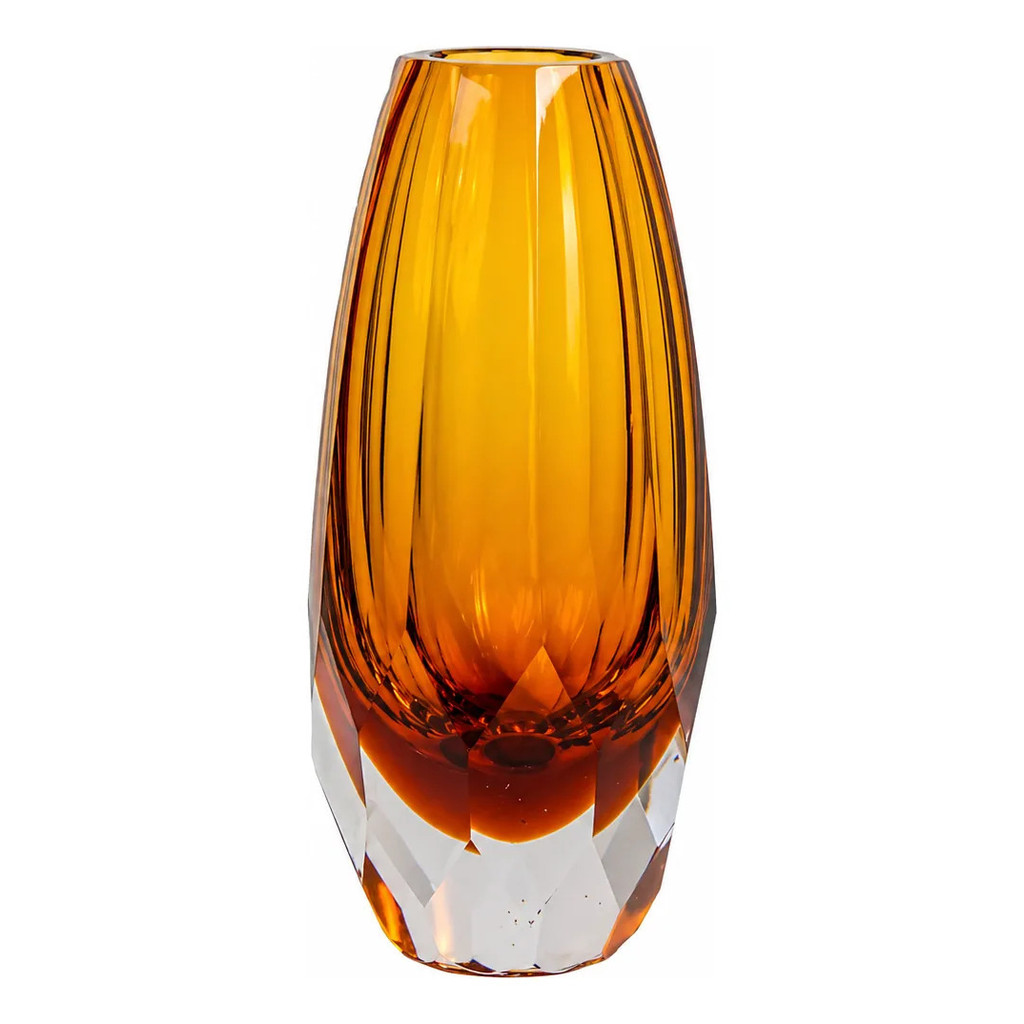 Vaso Murano Ambar Vidro Decorativo Aparador 11x24cm