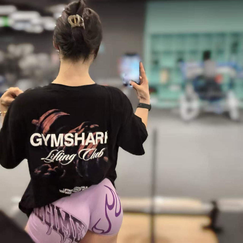 Venda Quente Ginásio Haltere Série Padrão Impresso Masculino E Feminino Casual Esportes Fitness Manga Curta 100 % Algodã