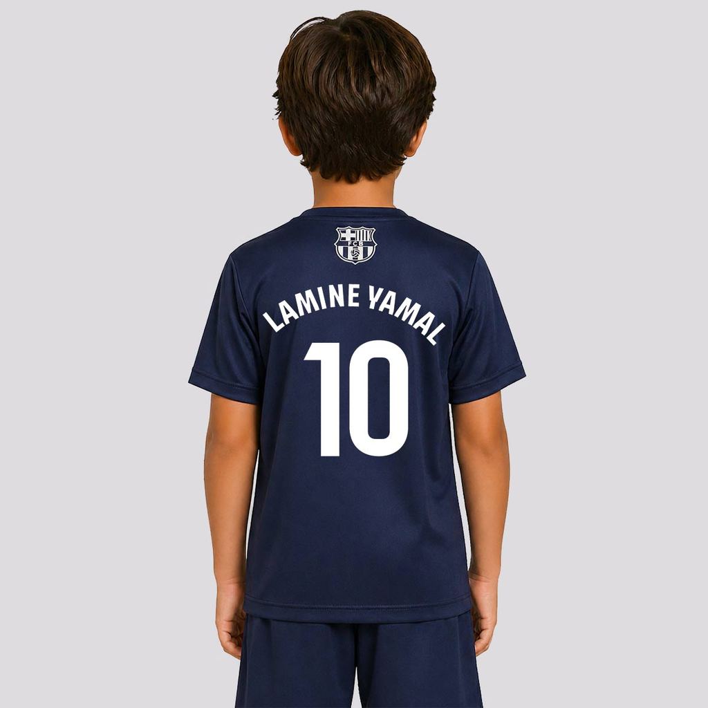Camisa Barcelona Stamina Infantil Azul Marinho 10 Lamine Yamal