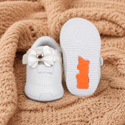 Tênis Infantil Menina Meu Primeiro Kidy Branco Casual Batizado Confortável Leve Anatômico Laço