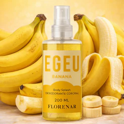 1 Kit feminino Body Splash Egeo Banana com gliter 200Ml + 1 Hidratante Corporal Egeo Banana 200ML