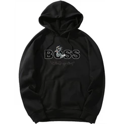Moletom Masculino Canguru Estampa Boos Personalizada Casaco Moderno Tendencia Inverno