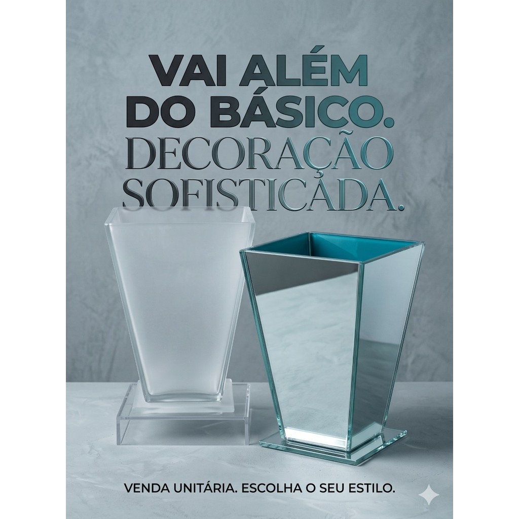 Vaso de Vidro Espelhado Decorativo Para Arranjo de Flores Vaso de Vidro Artesanal 16x12cm
