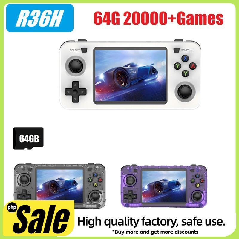 Console De Jogos Portátil Retrô R36H 64G 20000 + Linux 3.5 Polegadas Reprodutor De Vídeo De Bolso Para Presente Infantil