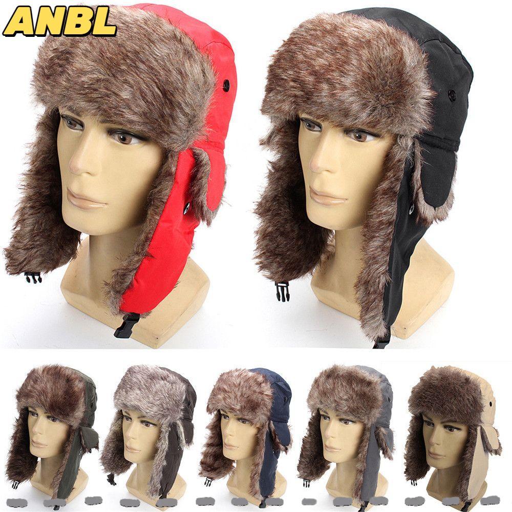 ANBL Ushanka Russa Quente com Abas para Orelhas e Pele, Boné de Inverno para Esqui e Ar Livre, Unissex
