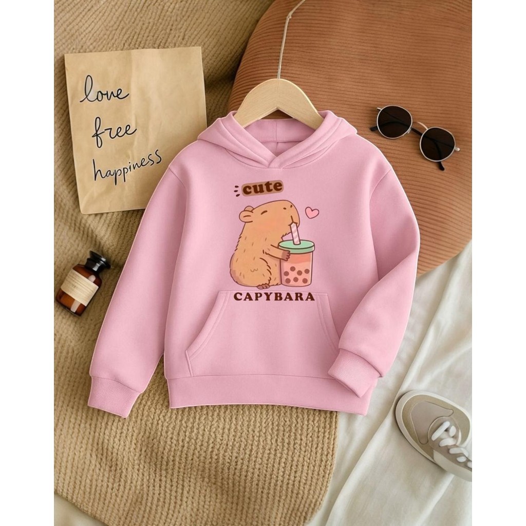 Blusa Moletom Infantil Feminina CAPIVARA Frio Canguru Com Bolso e Capuz Quentinhoo Flanelado