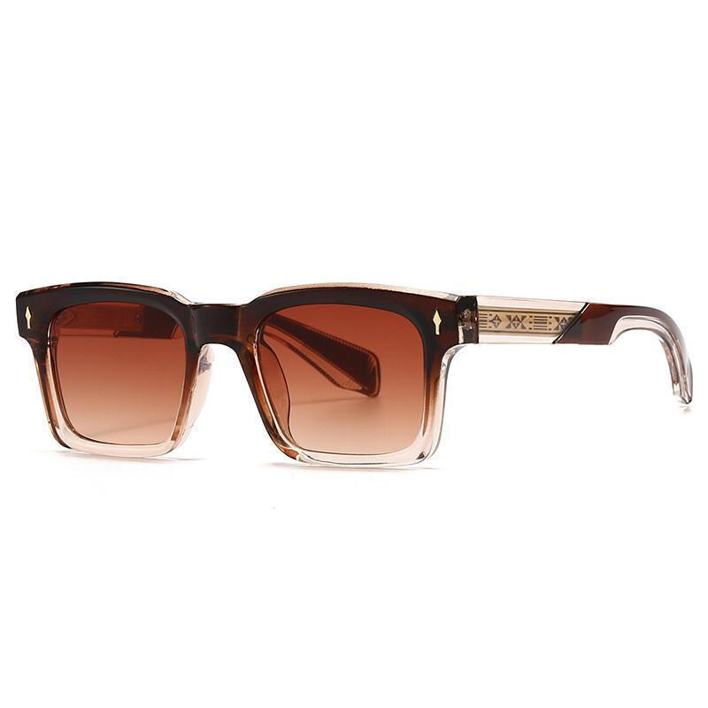 Óculos de Sol Vintage Quadrados para Mulheres, Óculos de Sol com Rebites Azuis e Verdes, Óculos de Sol Punk Masculinos e