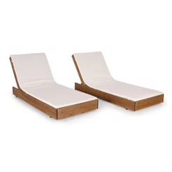 Conjunto 2 Espreguiçadeiras Versatti Rustic com Almofadas Yescasa Marrom/Nogueira Sim