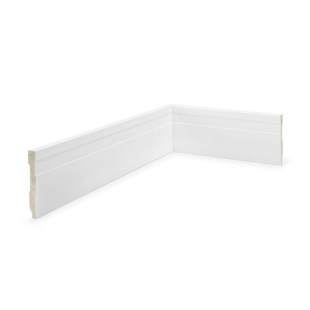 Kit 7,2m Linear Rodapé de Poliestireno Slim 7cm x 10mm x 2,40m Frisado Nfr Branco Ruffino Branco