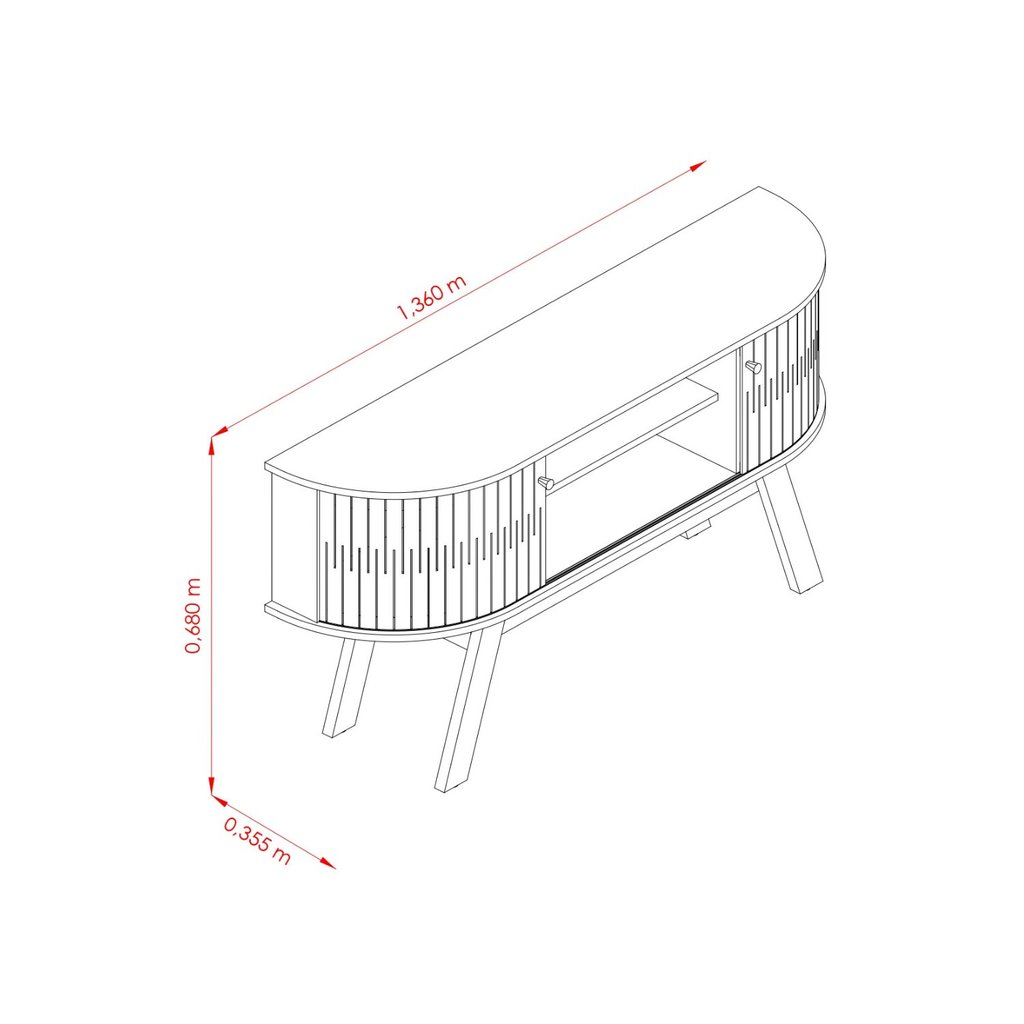 Rack para TV até 55 Polegadas MDF 136cm Curvo Atlanta Marrom Cinamomo/Off White Cinamomo/Off White