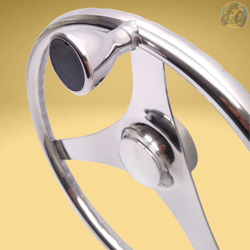 Volante Náutico Inox 316 c/ Knob Barcos Lancha Universal 3 Raios