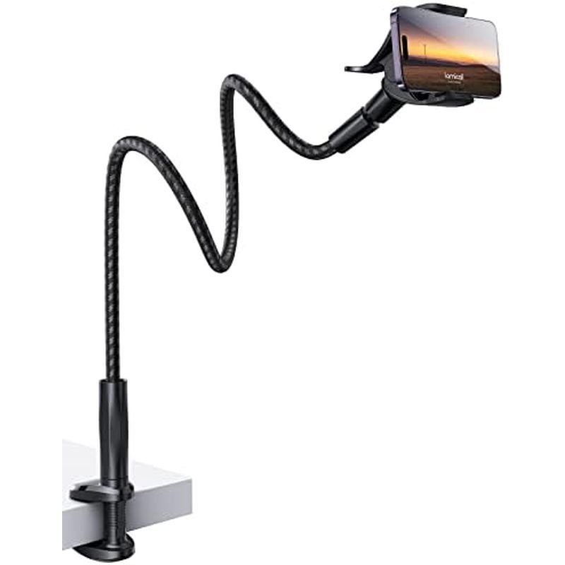 Lamicall Gooseneck Phone Holder Bed - [Nylon Braided] Flexible Arm, 38inch Overall Length, 360 Adjustable Clamp Clip, Ov