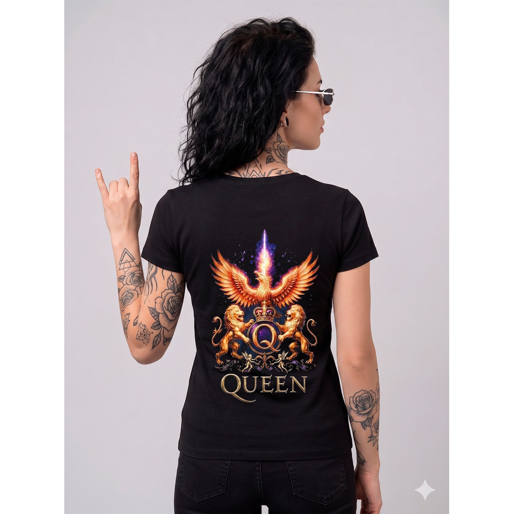 Camiseta Feminina Queen 100% Algodão Estampa Rock Clássico Premium Confortável Estilosa Alta Qualidade Envio Rápido