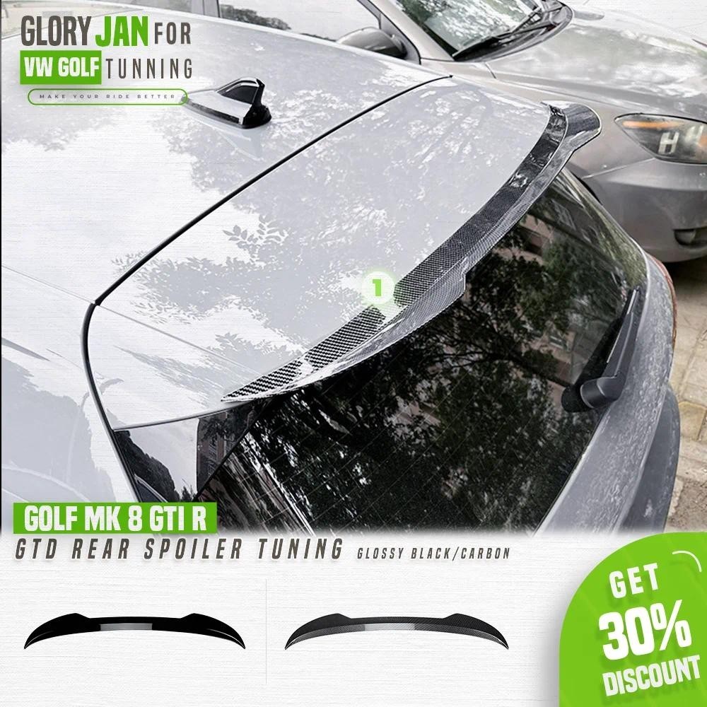 Para VW Golf MK8 GTI R 2020 2021 2022 2023 Novo GTD Spoiler Traseiro Asa Superior Preto Brilhante Carbono Volkswagen Aut