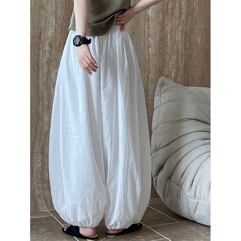 F primeira linha contador loja literária Retro branco Ramie Bloomers feminino verão solto luz fina linho magro Harem cal