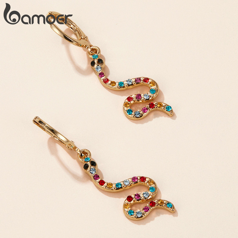 Bamoer AIE076 Brincos De Argola De Cobra Com Strass Hipoalergênico De Liga Retrô/Bijuteria Fashion Para Meninas E Mulheres