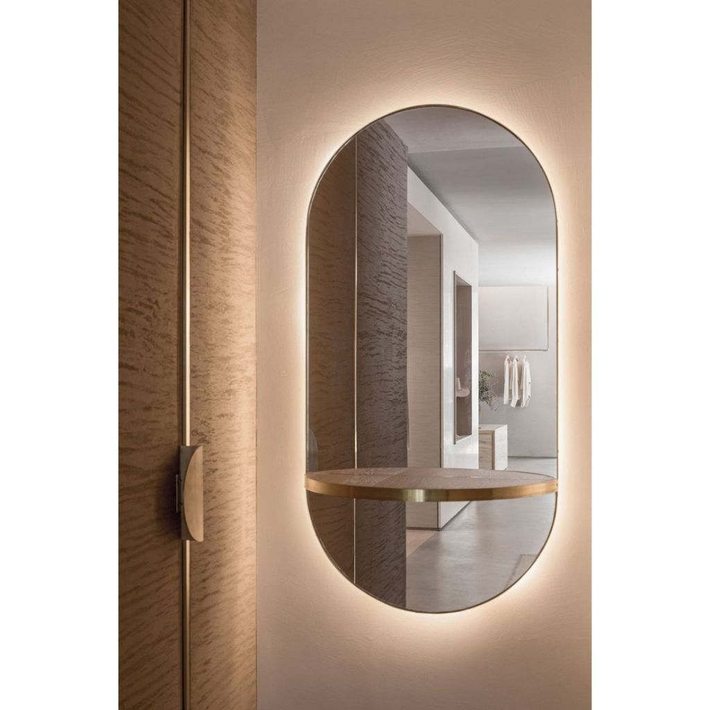 Espelho Oval com LED para Banheiro e Quarto Fita Dupla Face — foto 4
