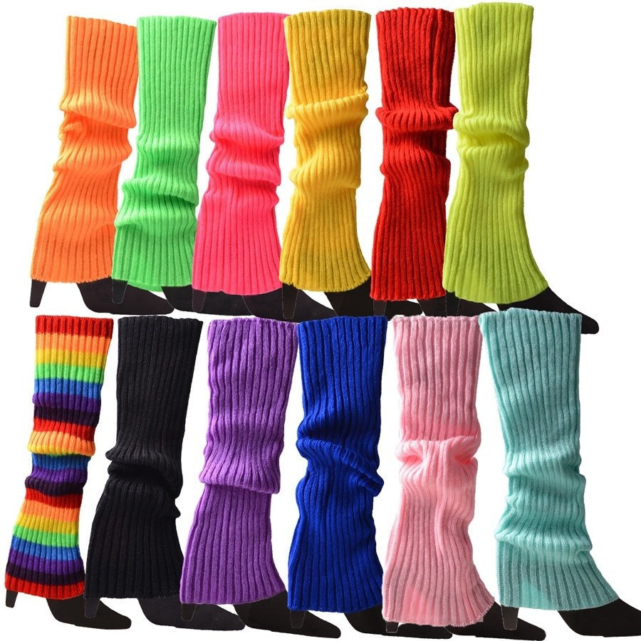 1 Par Polainas de lã Feminina Adulto 42cm Esportiva Aeróbica Fitness Ballet Ginástica Cores Vivas Inverno