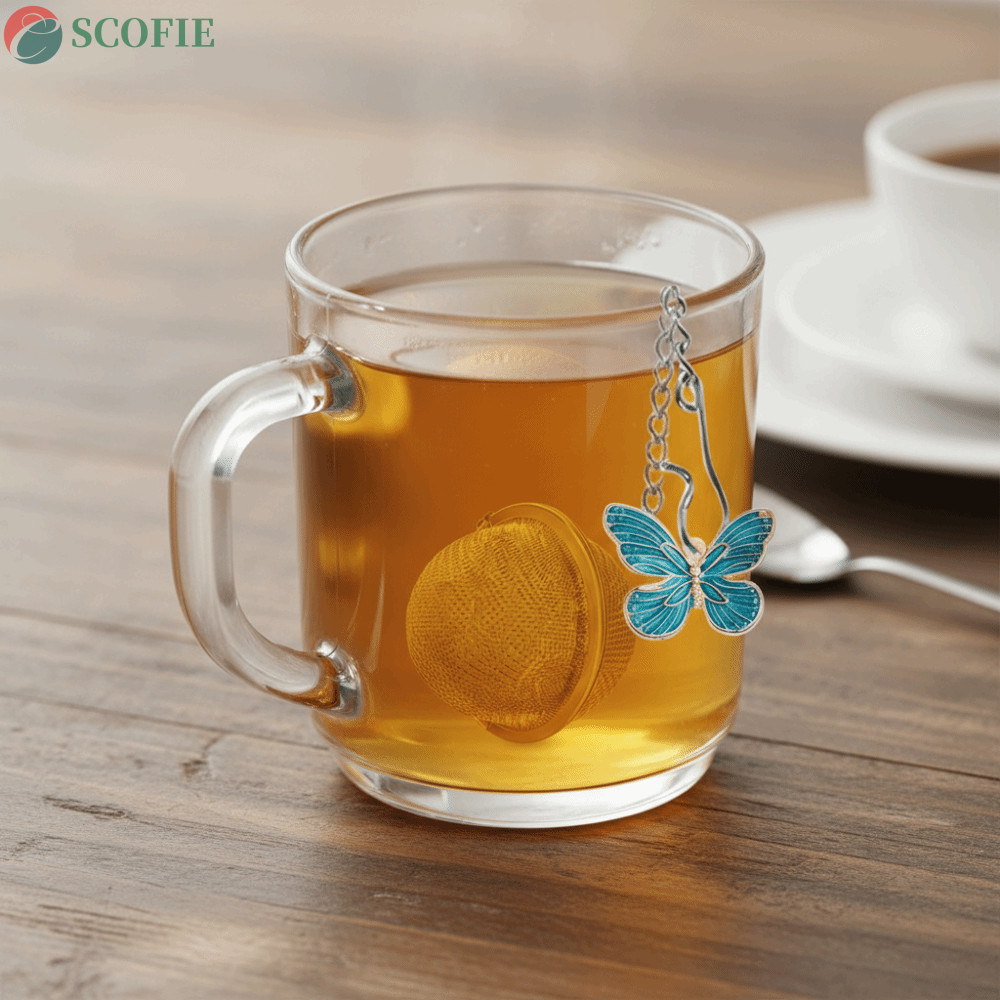 SCOFIE 2 Pcs Infusor De Chá Com Corrente De Abelha Borboleta , Bola De Filtro De Malha Fina De Aço Inoxidável , À Prova
