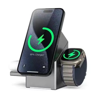 Carregador Sem Fio Magnético 3 em 1 Rotação Automática Indução Rápido 15W Peining PEI-WS27
