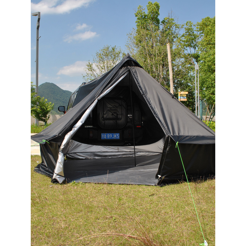 Tenda Yurt traseira indiana, barraca de inflamação traseira de carro para 4 pessoas, com boca de chaminé, barraca trasei