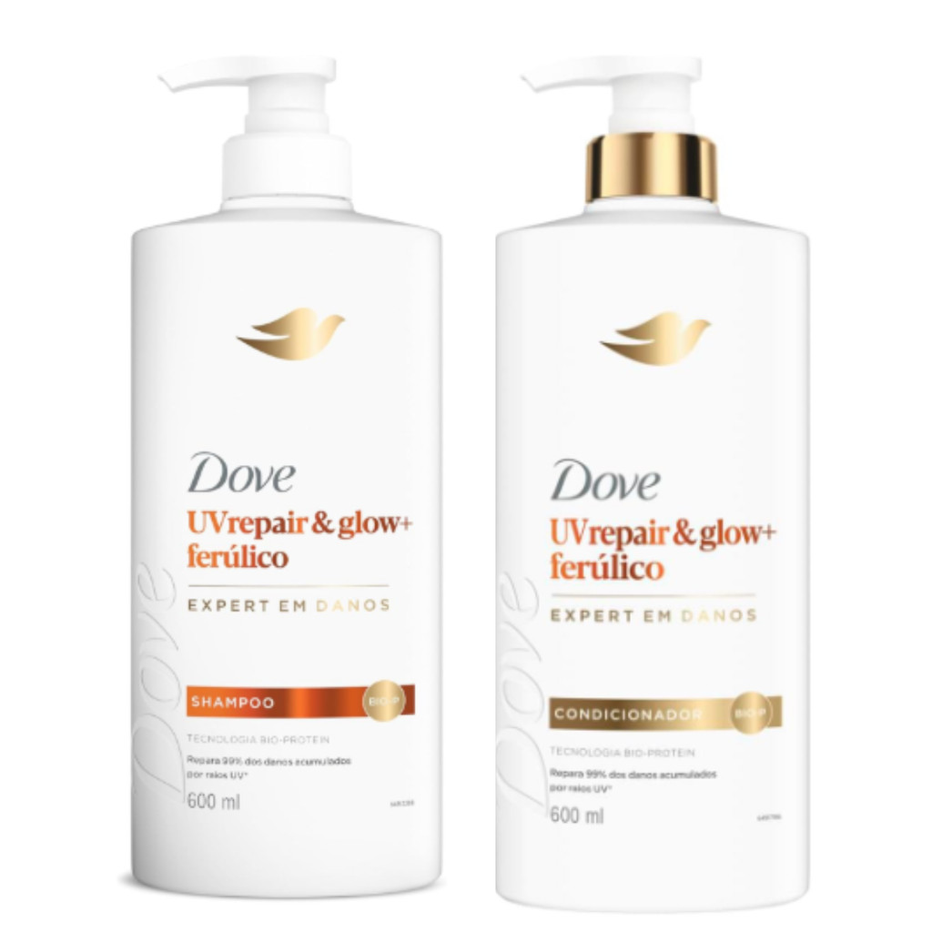 Kit Dove Shampoo + Condicionador 600ml UV Repair & Glow