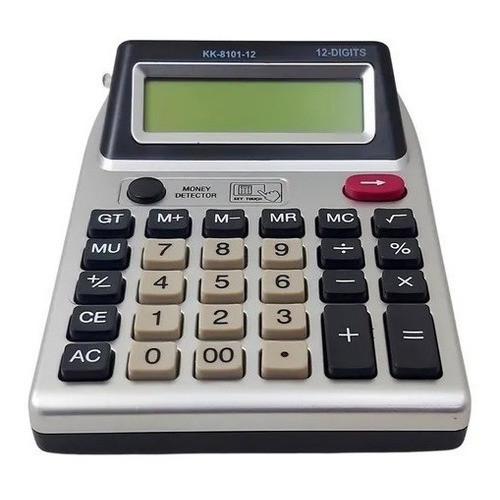 Calculadora Testa Nota UV Duplo Visor 12 Dígitos Detector Dinheiro Falso Cinza
