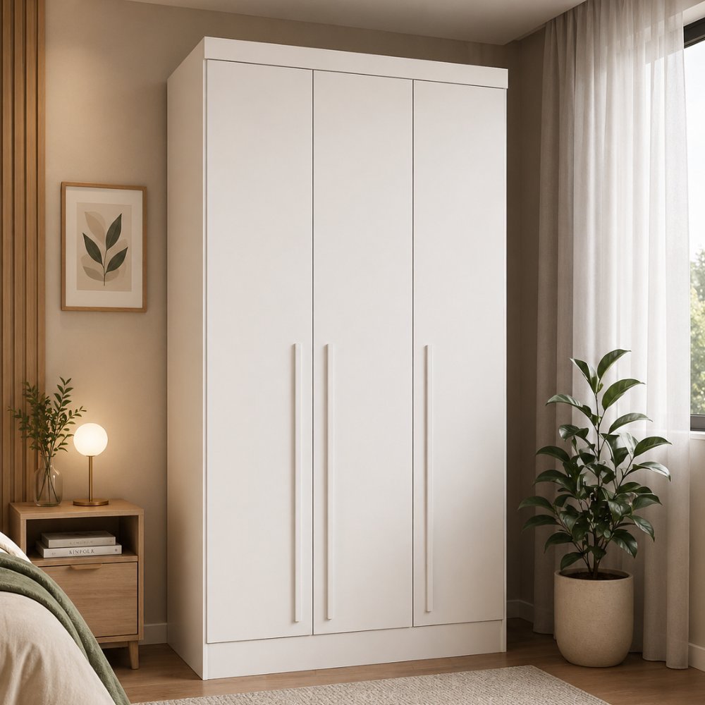 Guarda-Roupa Modulado 3 Portas 2 Gavetas Infinity Branco/Line Branco Line