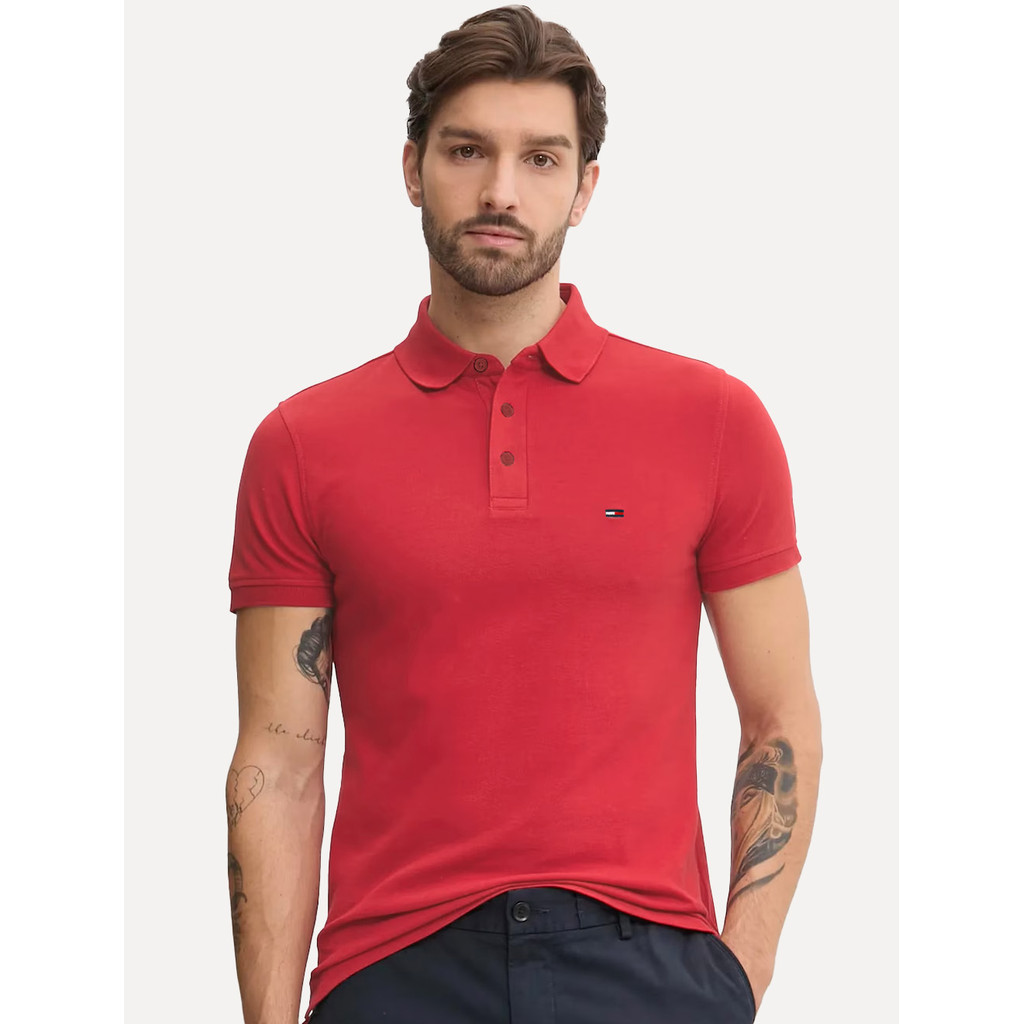 Polo Tommy Hilfiger Original Masculina Piquet Regular Placket Vermelha