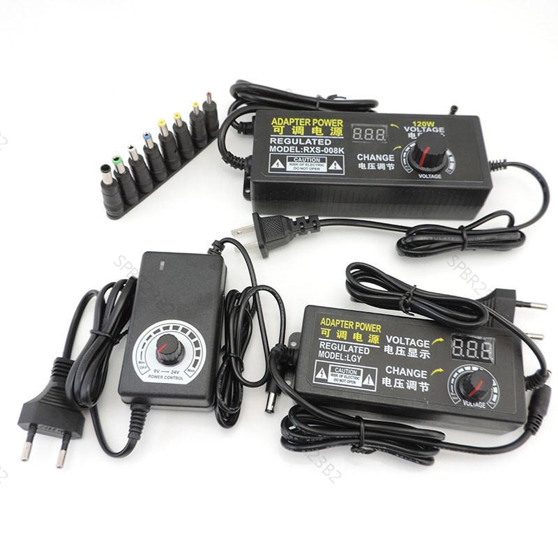 100-240V AC Para DC 9V 12V 24V 1A 2A 3A Comutação Ajustável Adaptador Regulação De Tensão Fonte De Alimentação Adatpor B