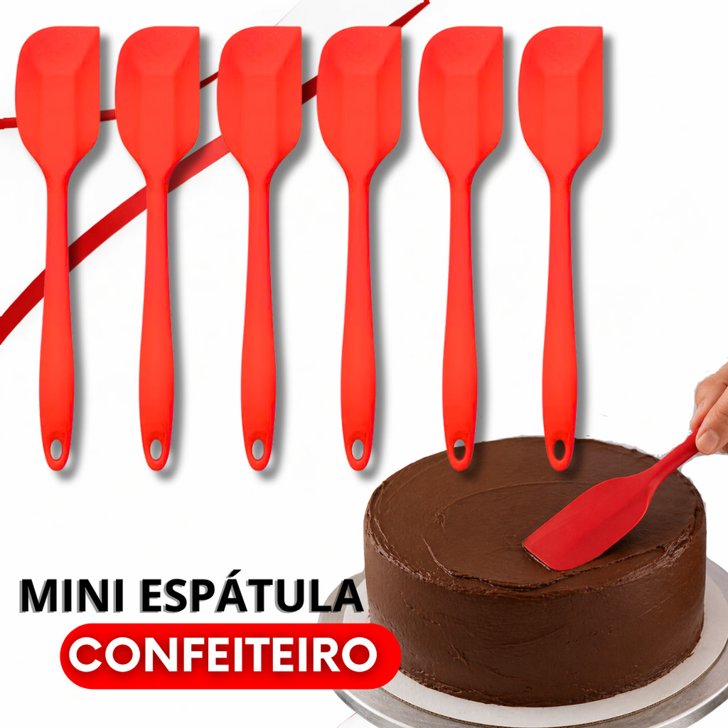 Kit Mini Espátula Pão Duro Silicone Reta Raspador Bolo Confeitaria 21,5 cm