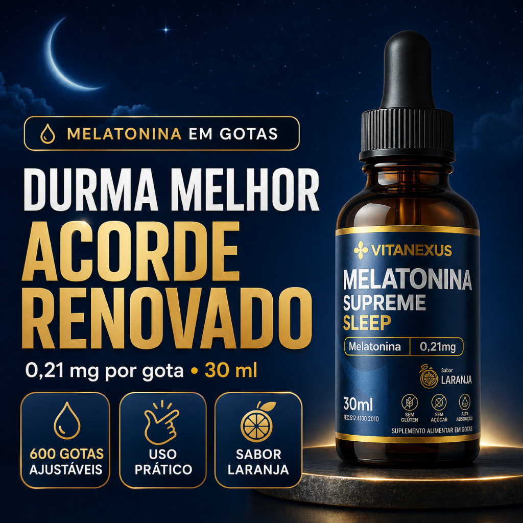 Melatonina ORIGINAL - Tiro e Queda Durma Sono Profundo - 600 Doses Sublingual Gotas - Vitanexus