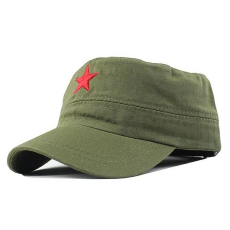 Bonés Militares De Moda Red Star Bordados Planos Do Exército Táticos Esportivos Casuais Outdoor Sun Cadete Alemão
