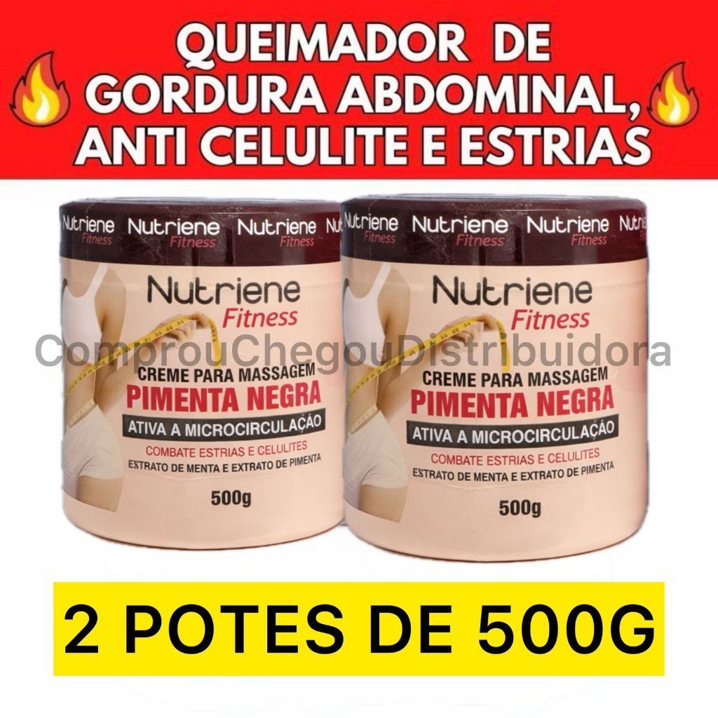 Gel Redutor de Medidas Pimenta Negra Nutriene 500g Hidratação Intensa e Sensação Refrescante Creme