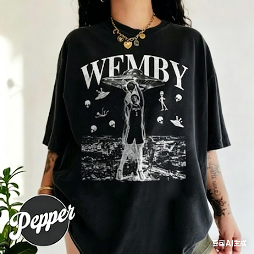 Camiseta Oversized Masculina Feminina Estampada Victor Wembanyama Wemby UFO Streetwear Vintage Basquete