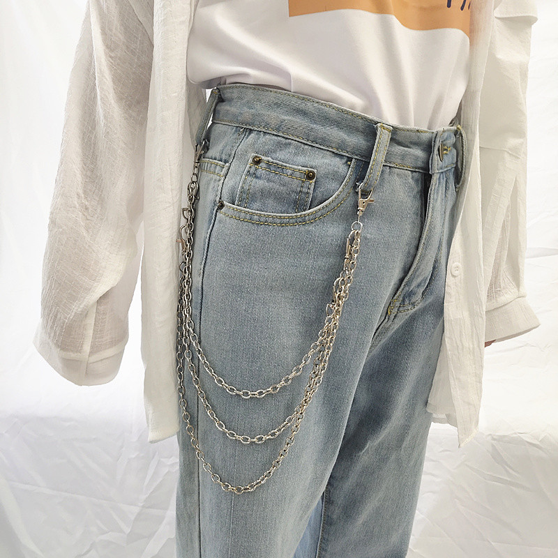 Europeu americano estilo Punk moda ins acessórios das mulheres dos homens na moda Hip-Hop Metal Jeans corrente simples d