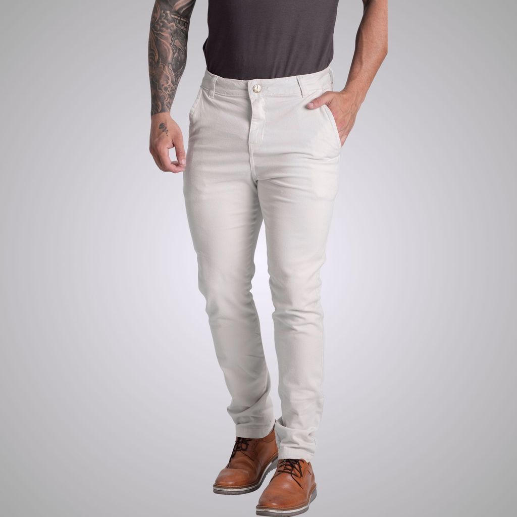 Calça Preta De Sarja Bolso Faca/embutido C/ Lycra Masculina