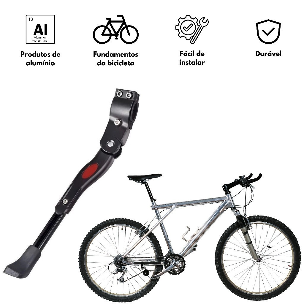 Descanso Lateral Pezinho Alumínio De Descanso Para Bicicleta Regulavel Emborracha superlojado