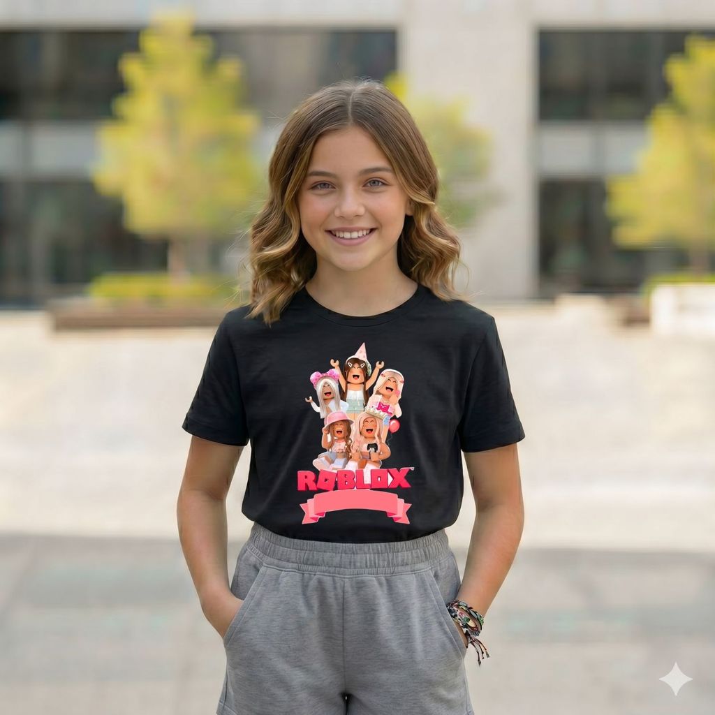Conjunto Roblox Estiloso: Camiseta estampada Short Cinza 100% Algodão Confort Premium Presente Criança Tendência 2026