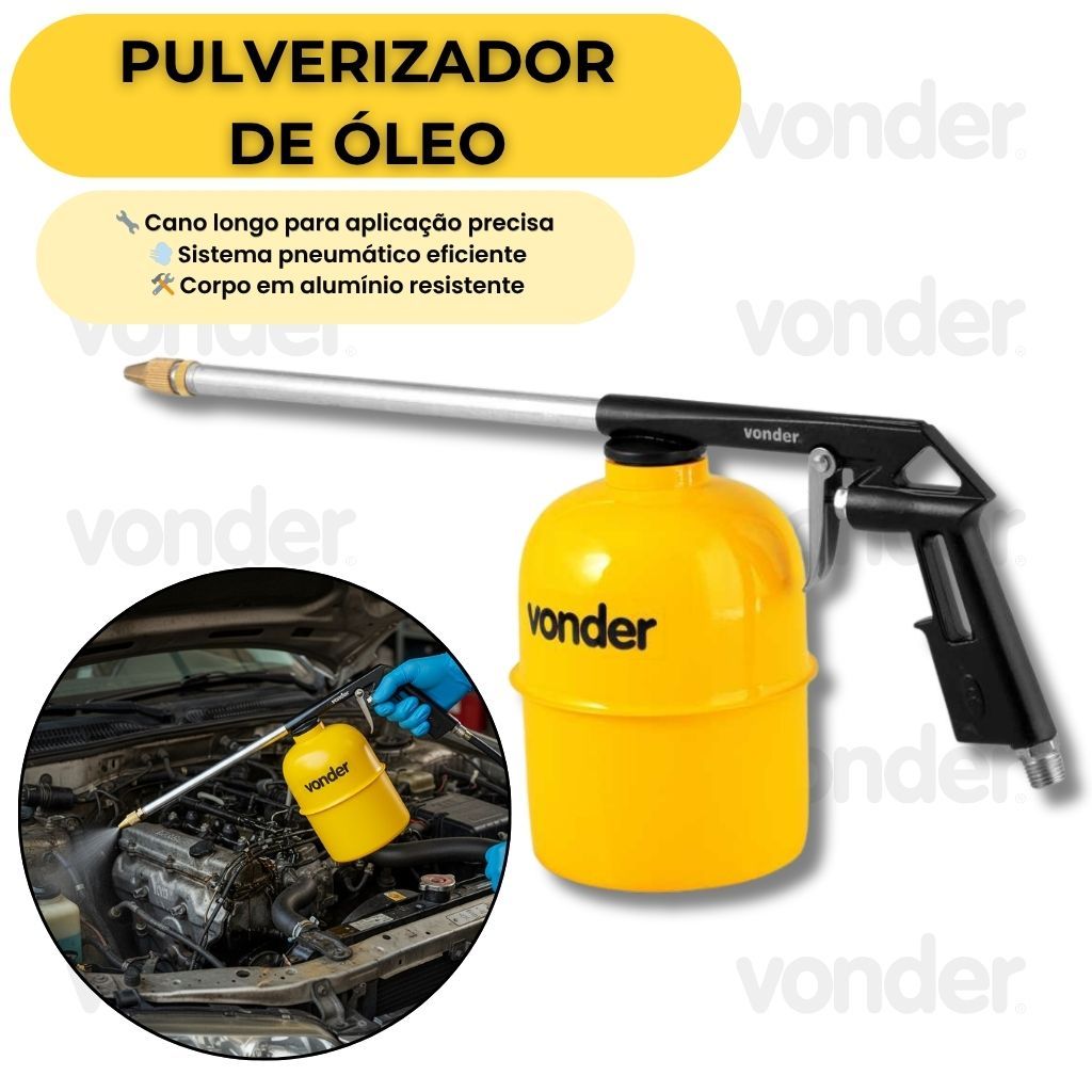 Pulverizador de Óleo Pneumático Cano Longo com Caneca 900ml Vonder Alta Precisão Pro X1