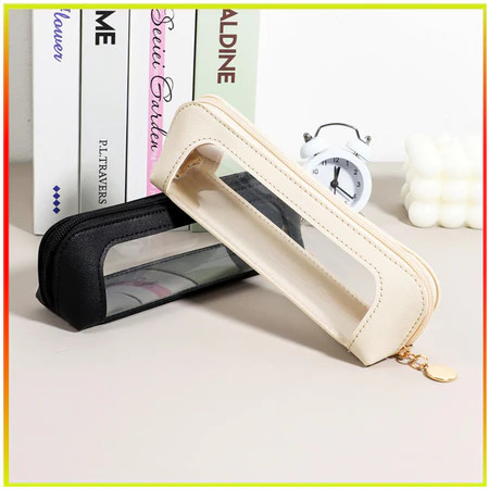 Estojo Transparente PU Para Lápis , Bolsa De Armazenamento De Pincel De Maquiagem , Japonesa , Grande Capacidade , Estud