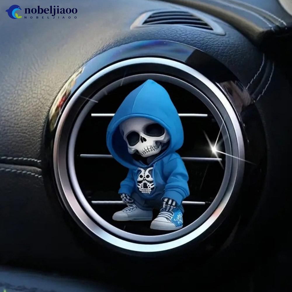 NOBELJIAOO Criativo Crânio Carro Ambientador Difusor Saída Clipes De Ventilação Ar Clipe Decoração Interior Do B6U7