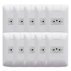 Kit 10 Tomadas Tramontina Aria - 2P+T 10A com Placa + Suporte Branco