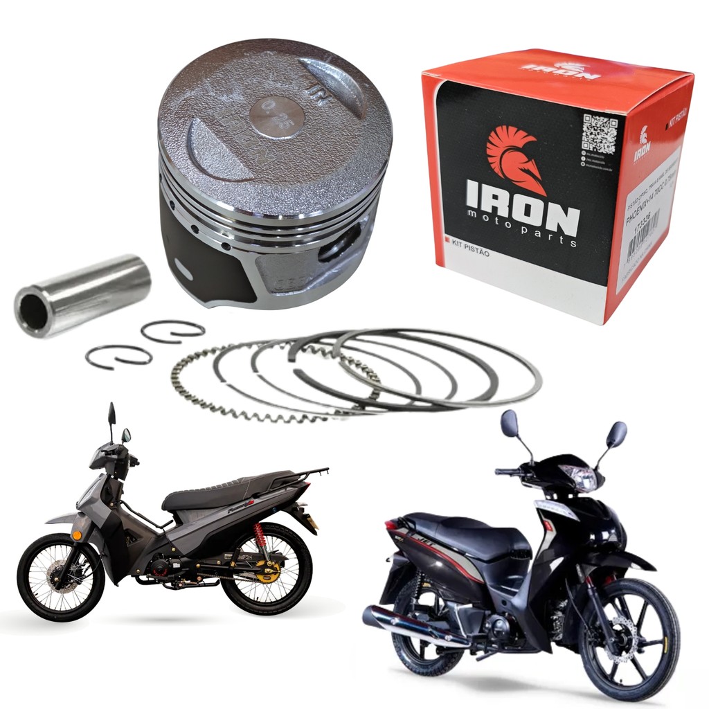 KIT PISTÃO 1.00MM ANÉIS SEGMENTO E PINO P/ 70CC IRON SHINERAY JET 50 50+ PHOENIX 50 50S GOLD