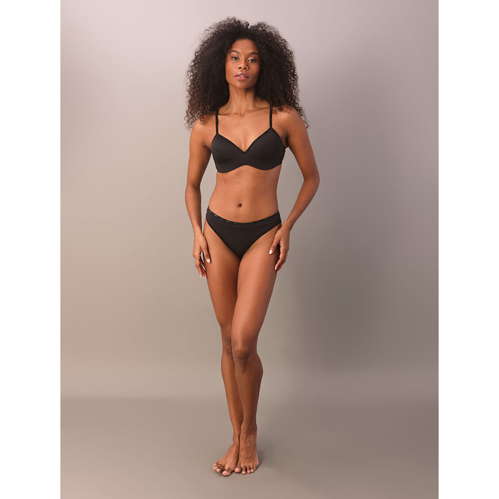 Calcinha Fio Dental Duplo Soft Micro Logo Calvin Klein Underwear - Preto