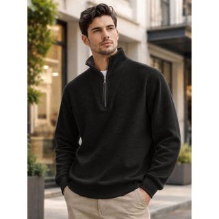 Blusa  Masculino Malha Roma Grosso | Gola Alta com Zíper | Conforto e Estilo Casual