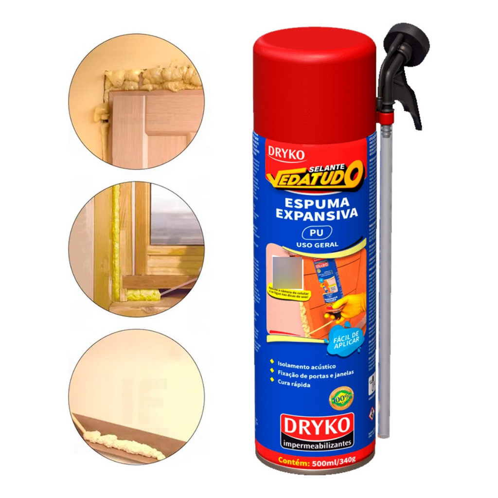 Espuma Expansiva 300ml / 500ml / 750ml Poliuretano Fácil Uso Geral selante dryko