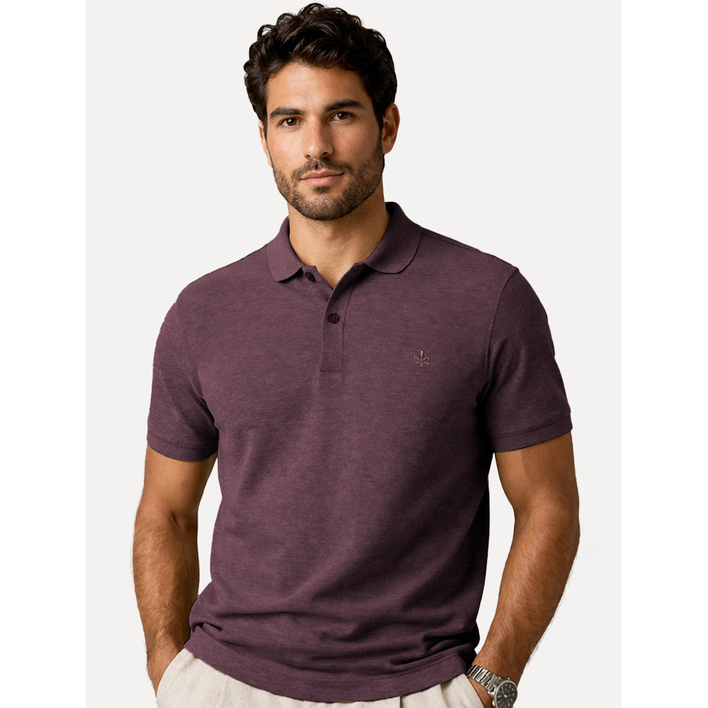 Polo Dudalina Original Masculina Piquet Basica Logo Bordado Roxo Escuro
